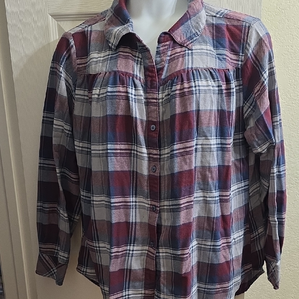 Lee Women's Plaid Button Down Shirt Size 1X